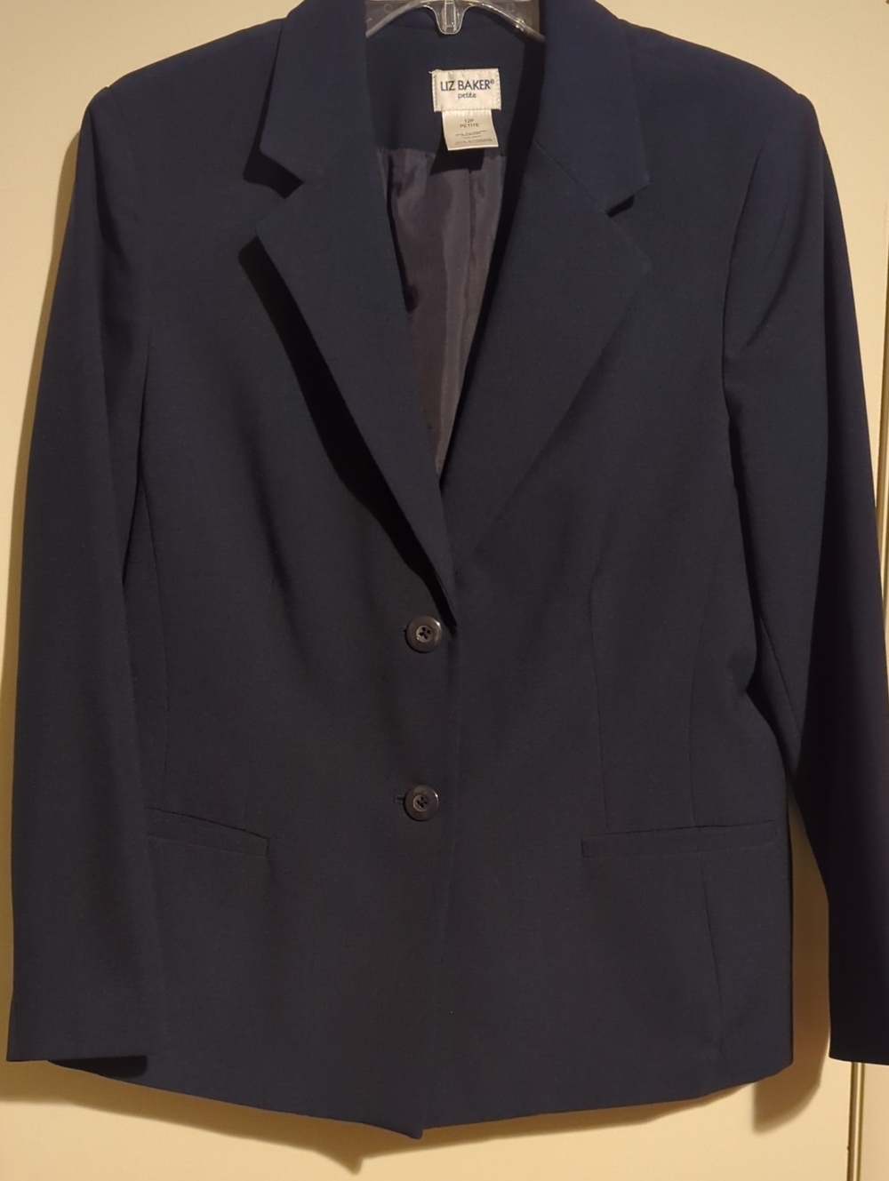 Liz Baker Dark Navy Two-Button Tailored Blazer